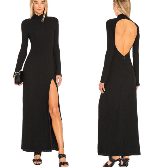 Tularosa Dresses & Skirts - Tularosa Dianne Dress Open Back Maxi with Slit Black XL NWT